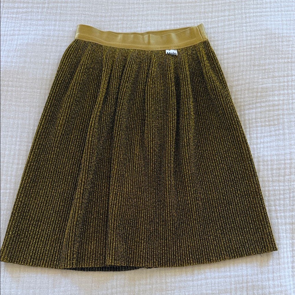 Molo Metallic Gold A-Line Skirt